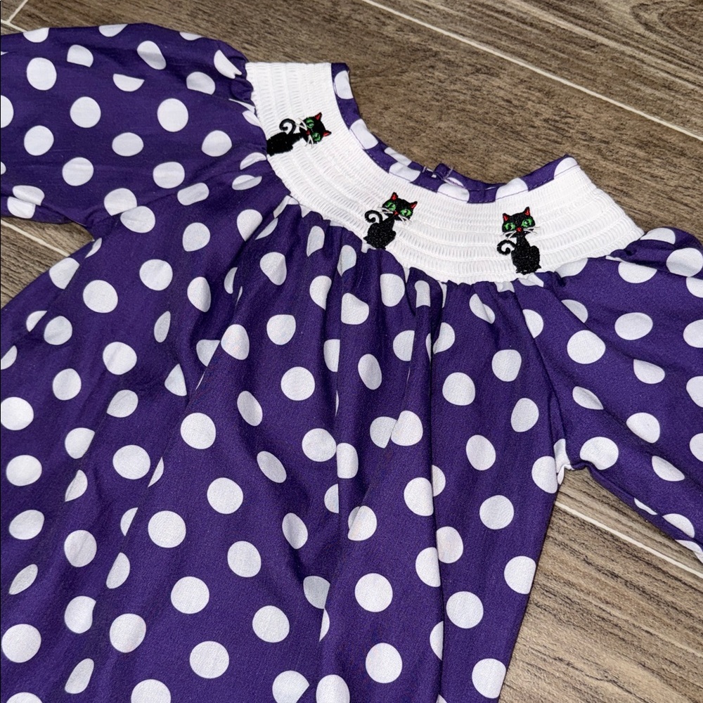 🖤🐈 Smocked Black Cat Dress – Medium (Fits Like 3T) 🐈🖤